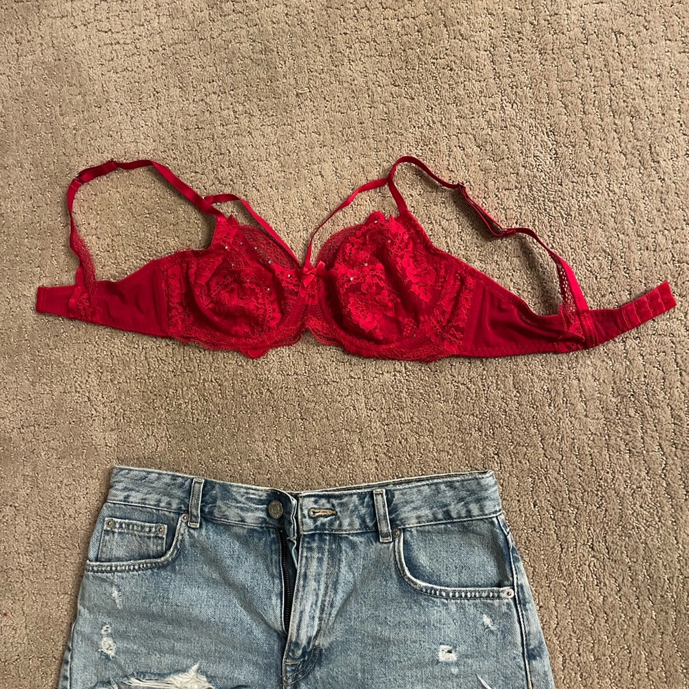 Red Triangle Bra with Minimalist Design
